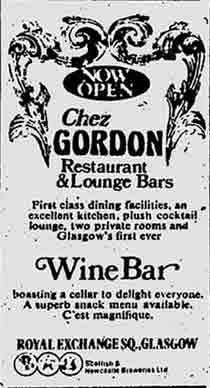 Chez Gordon 1974 advert